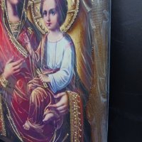 Икона на платно А4 на Пресвета Майка Богородица Закрилница - ръчна изработка . Модел А., снимка 10 - Икони - 42689100