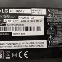  Телевизор LG 43UJ651V - счупен екран, снимка 3 - Части и Платки - 30380998