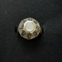 Стар руски пръстен със седеф - проба 925 и житен клас, снимка 2 - Пръстени - 29392511