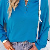 Свободна едноцветна дамска блуза с обло деколте, 2цвята - 023, снимка 12 - Блузи с дълъг ръкав и пуловери - 39477055