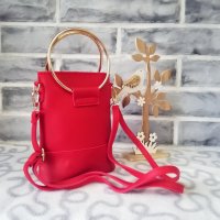 Елегантна малка чантичка Samantha + дълга дръжка – червен цвят, снимка 1 - Чанти - 31413519