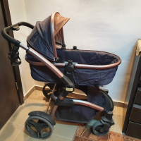 Комбинирана бебешка количка 3 в 1 Carra Tesoro Деним, снимка 2 - Детски колички - 44793271