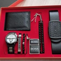 Комплект Boss колан,часовник,портфейл,броеница,запалка,гривна, снимка 1 - Мъжки - 36904072