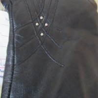  Черни дамски кожени ръкавици с подплата от естествена кожа,, снимка 2 - Ръкавици - 31594310