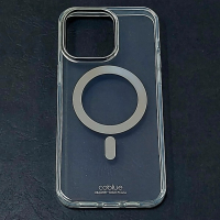калъф за iPhone 15 Pro Max прозрачен твърд със сребрист ринг MagSafe LUX, снимка 2 - Калъфи, кейсове - 44730382