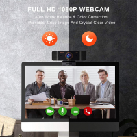 Уеб камера с микрофон 1080P Full HD внос от Германия налични 3 броя, снимка 4 - Камери - 36400007