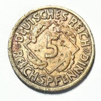Монета Германия 5 райхспфенниг 1935