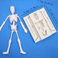 Скелет стави кости силиконов молд форма за декор украса торта фондан шоколад гипс, снимка 2 - Форми - 42070326