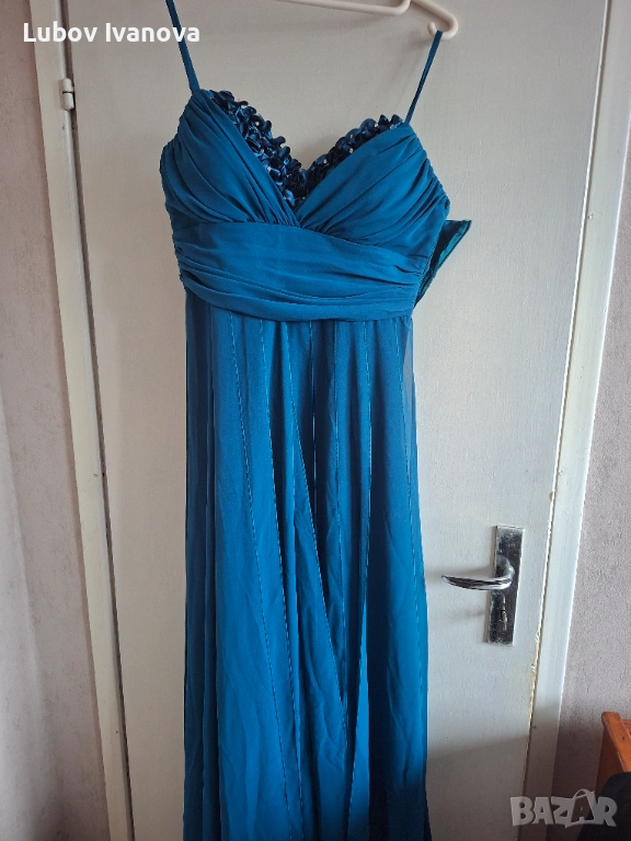 Синя дълга бална рокля, снимка 1