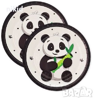 Панда  8 бр големи парти чинии чинийки рожден ден, снимка 1