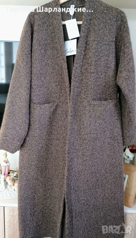 КАФЯВА ВЪЛНЕНА ЖИЛЕТКА, снимка 1