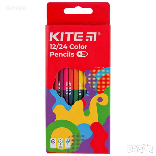 6021 Двустранни цветни моливи Kite 12/24 цвята, снимка 1