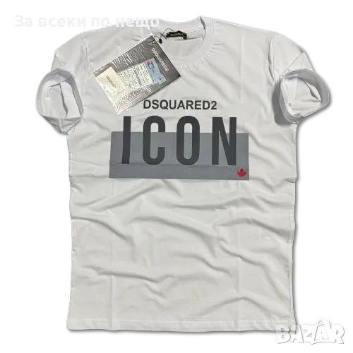 Icon DSQUARED2 Мъжка блуза с къс ръкав в бял цвят 👕👚Дамска бяла тениска Айкън ДИСКУАРЕД2 Код A374, снимка 1