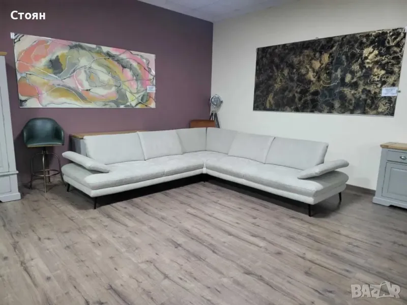  ПРОМОЦИЯ!!!Сиво-бежов ъглов диван от плат Dieter Knoll ZE-EM20075, снимка 1