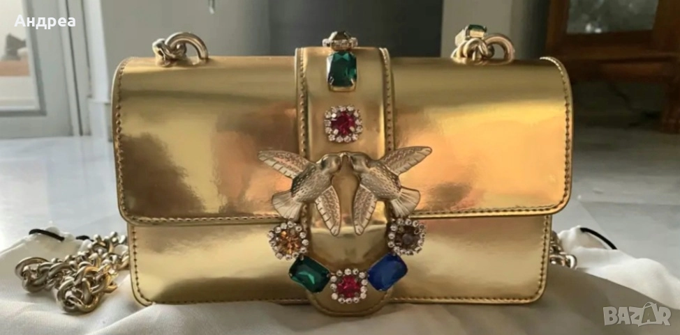 Pinko Love bag чанта през рамо - златна, снимка 1