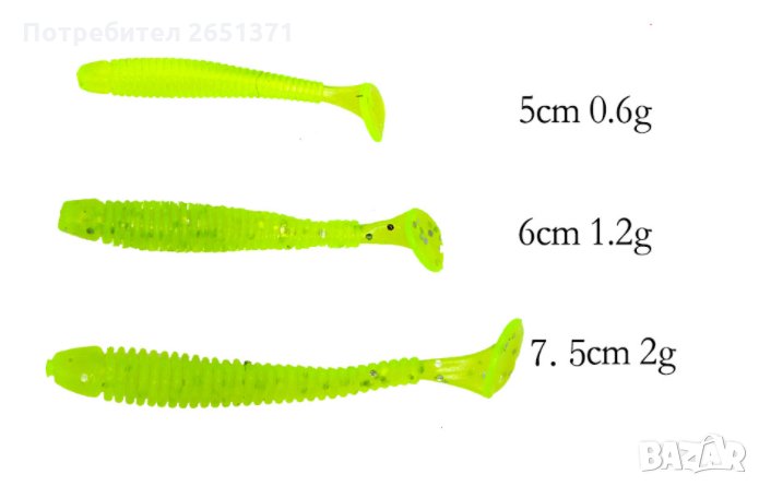 Силиконова примамка – 5 см. - 0,40 лв., 6 см. - 0,50 лв., 7,5 см.- 0,50 лв., снимка 1