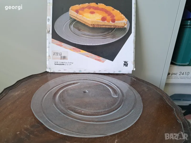 немска стъклен поднос плато за торта WMF    5/1, снимка 1
