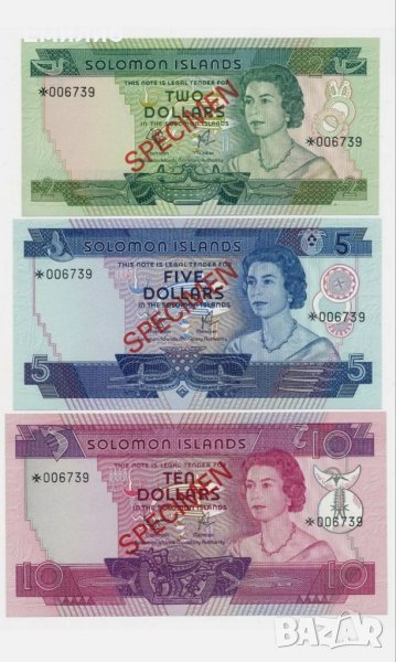 Rare, SOLOMON ISLANDS 🇸🇧 SPECIMEN 2 5 &10 Dollars 1978 UNC , снимка 1