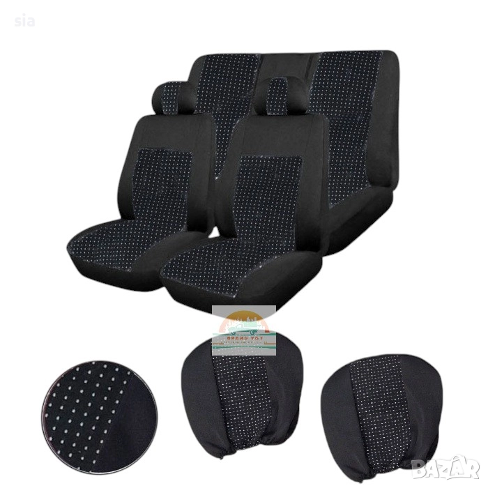 Тапицерия за кола, 6 части, Черна, снимка 1