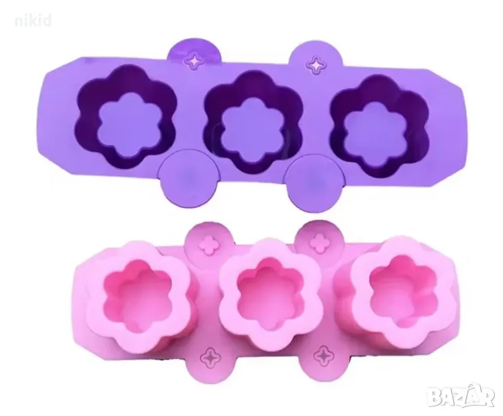 3 бр цвете кашпи кашпа калъп свещ саксия чаша шоколад глина силиконов молд форма калъп, снимка 1