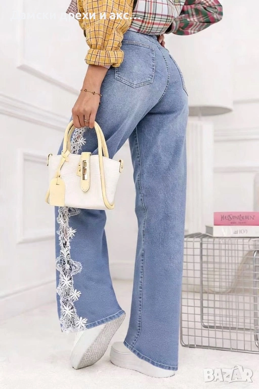 Дамски дънки с дантела , снимка 1