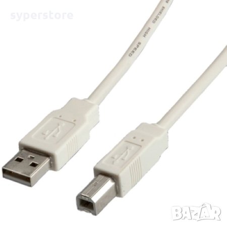 Кабел USB-A към USB-B 2.0 Digital One SP01164 Бял, 1.8m USB Type A to USB B M/M, снимка 1