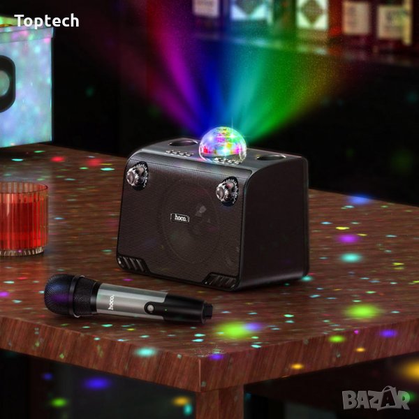 Безжична тонколона HOCO „BS41 Warm Sound“ с безжичен микрофон и диско светлини, снимка 1
