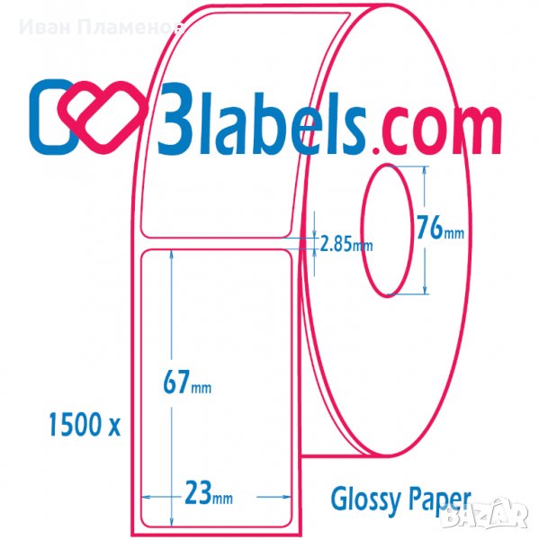 3labels Етикети на ролка за цветни инкджет принтери - Epson, Afinia, Trojan inkjet, снимка 1