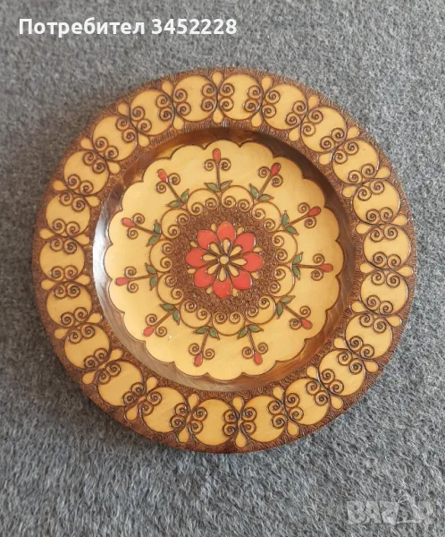 пано дървено пирографирано за ценители 26см  отлично , снимка 1