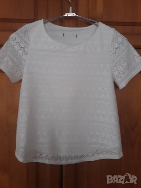 Бяла блуза с къс ръкав, снимка 1