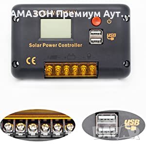 ECO-WORTHY 30A PWM Соларен Контролер за зареждане/12/24V Смарт регулатор/двоен USB порт, снимка 8 - Соларни лампи - 44199123