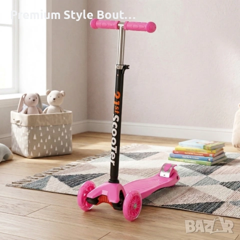 Детска сгъваема тротинетка 21st Scooter със светещи силиконови колела, розова, снимка 6 - Други - 53943068