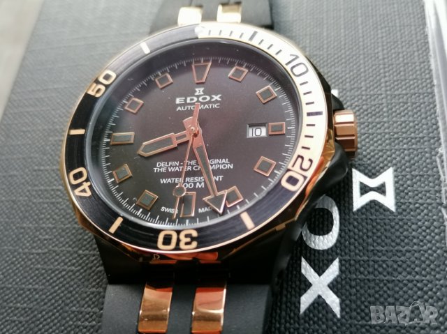 Швейцарски механичен мъжки часовник EDOX Delfin -18%, снимка 3 - Мъжки - 39720667