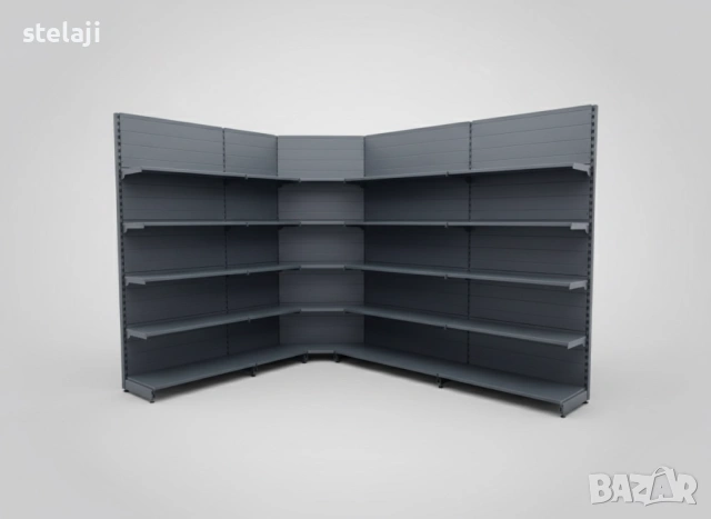 Професионални крайстенни стелажи за магазин (120кг на рафт) и ъглови стелажи, снимка 9 - Стелажи и щандове - 44598084