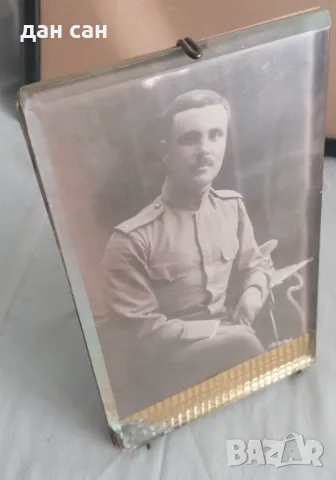 АРТ Деко поставка 1920 военен снимка остъклена злато , снимка 5 - Антикварни и старинни предмети - 48377983