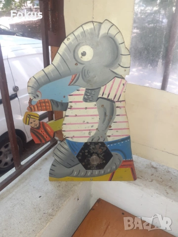 Стара бълг.метална мишена играчка от стрелбище пушка слонче