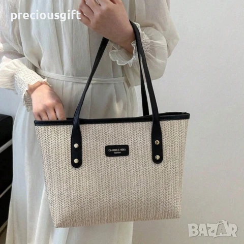 Дамска голяма чанта, налична в бяло, черно и кафяво, снимка 5 - Чанти - 51368035