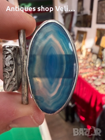 Сребърен арт комплект с ахат №7746, снимка 4 - Други ценни предмети - 52814598