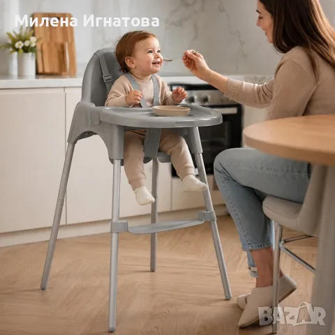 Детско столче за хранене, сиво, снимка 4 - Столчета за хранене - 55929272