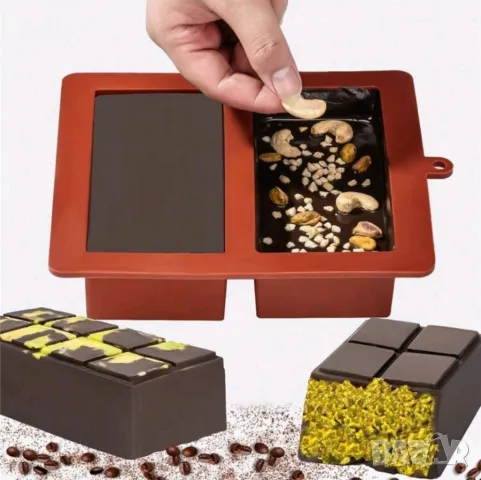  Дубайски Дубай комбиниран шоколад силиконов молд форма калъп цяла плочка шоколадов блок , снимка 2 - Форми - 47706529