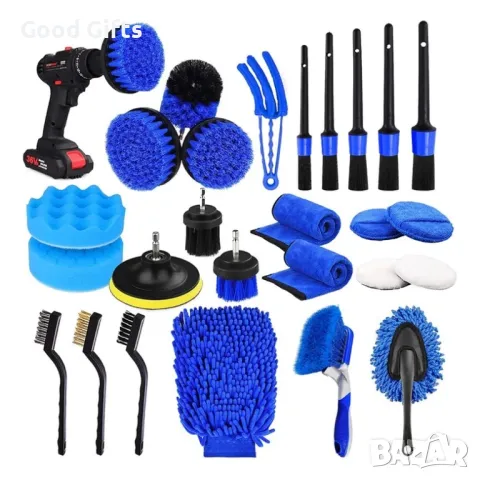 ГОЛЯМ КОМПЛЕКТ ЗА ВЪНШНО И ВЪТРЕШНО ПОЧИСТВАНЕ НА АВТОМОБИЛ, 26 ЧАСТИ, снимка 5 - Аксесоари и консумативи - 47507930