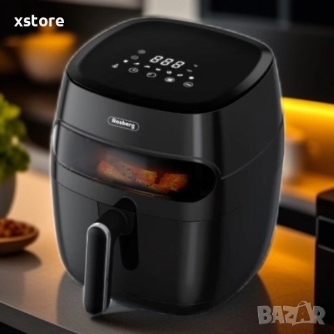 Фритюрник AirFryer , 1350W, 5.2л., LED дисплей, Горещ въздух, Таймер, до 200°C, Черен, снимка 5 - Фритюрници - 52712110