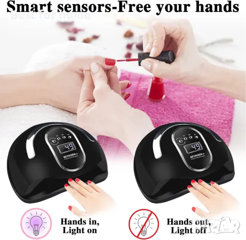 BEYAOBN 168 W UV лампа за сушене на нокти- мощна и професионална, снимка 5 - Педикюр и маникюр - 48486529