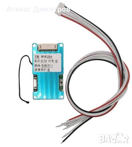 7S BMS 29.4V 25A, защитна платка с балансно зареждане, PCB BMS board, снимка 1