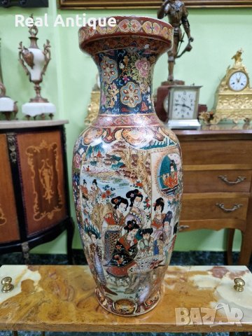 Страхотна голяма антикварна китайска порцеланова ваза Satsuma 