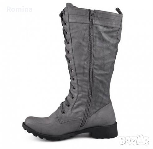 Дамски боти тип кубинки с връзки и цип, снимка 2 - Дамски боти - 30542349