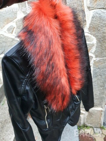 Оранжева 2 Пухена яка Еко косъм. 75 см.и 1 м. Пух за качулка Дълъг Изкуствен.Якичка/пухче , снимка 3 - Шалове - 30882567