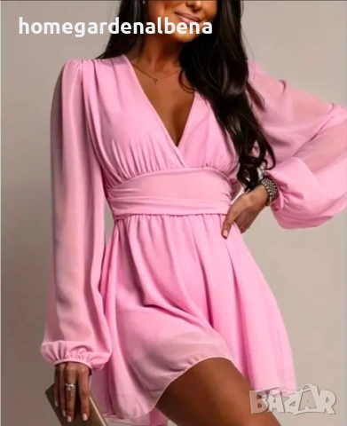 Розова Шифонена Рокля M Размер Мини Официална