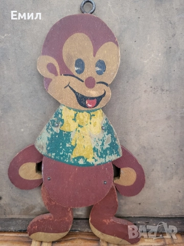 Стара дървена играчка маймунка 1946, снимка 2 - Колекции - 52430367