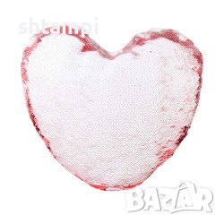 Възглавничка Сърце С Пайети И Щампа По Ваш Дизайн,Възглавница със снимка,Изненада,Рожден Ден.Празник, снимка 2 - Други - 37319006